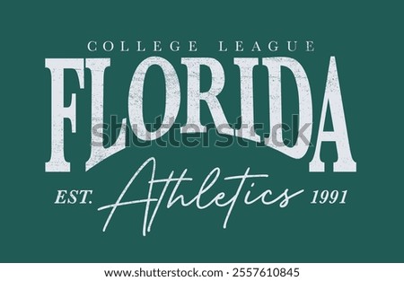 Retro typography varsity college united states of america florida state college league athletics vintage slogan print for graphic tee t shirt or sweatshirt hoodie - Vector