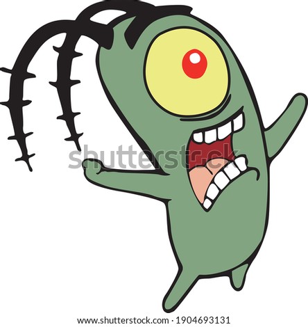 funny green carttoon character in vector art style