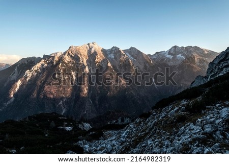 The Hochkalter range in the Nationalpark Berchtesgaden, Ramsau, Bavaria, Germany. Stock foto © 