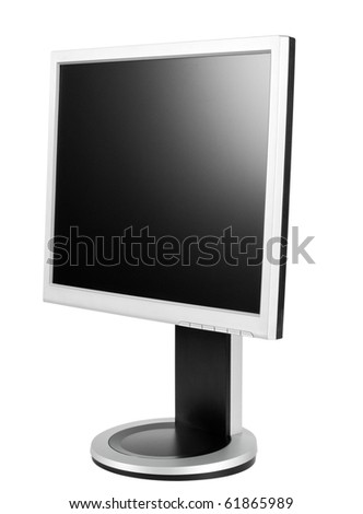 Computer Monitor with blank black screen,isolated on white with clipping path.