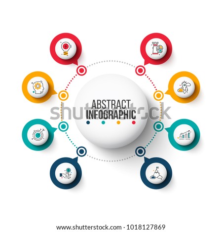 Vector circle elements for infographic. Template for diagram, graph, presentation and chart. Business concept with 8 options, parts, steps or processes.