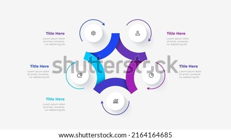 Cycle diagram divided into 5 segments. Concept of five options of business project infographic. Vector illustration for data analysis visualization.