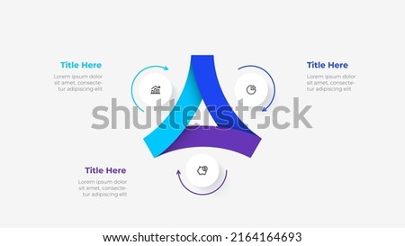 Cycle diagram divided into 3 segments. Concept of three options of business project infographic. Vector illustration for data analysis visualization. Imagine de stoc © 