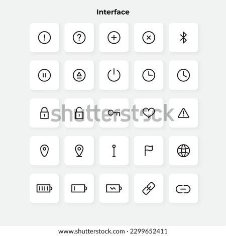 Interface line icons collection. Basic set. Thin outline icons pack