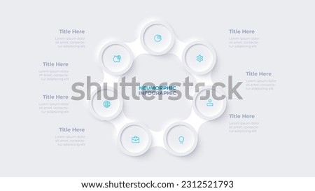 Metaball with seven circles in the shape of a heptagon. Cycle infographic template with 7 options