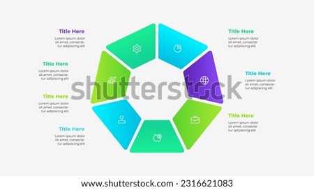 Diagram in the form of a heptagon divided into 7 parts. Vector cycle infographic