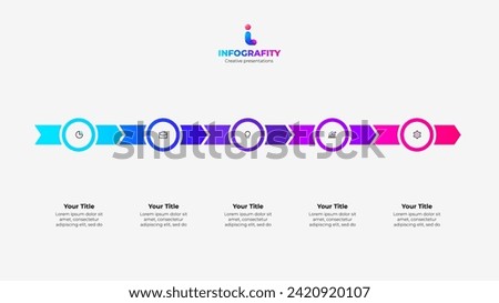 5 arrows with circles for presentations or infographics. Business data visualization. Concept of timeline business development process