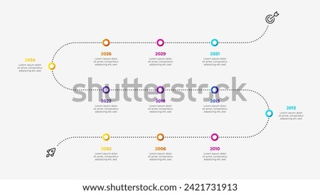 Business timeline infographic template design. Presentation with 11 options, steps or processes