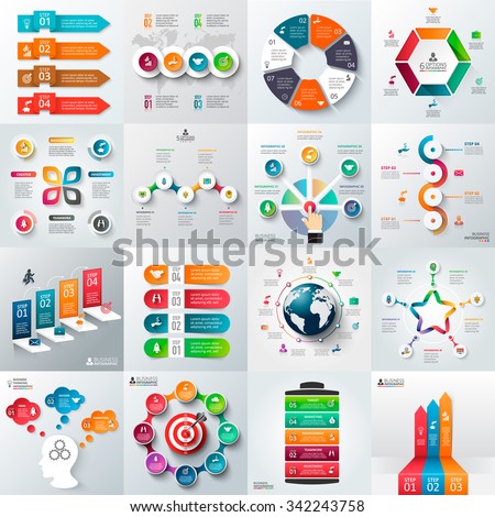 Business infographic template set. Vector illustration. Can be used for workflow layout, banner, diagram, number options, web design, timeline elements