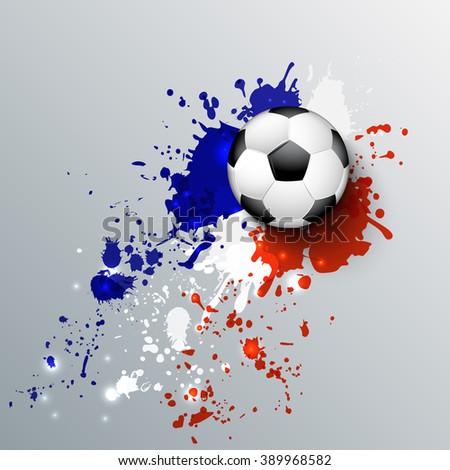 Euro 2016 France football championship with ball and france flag colors.