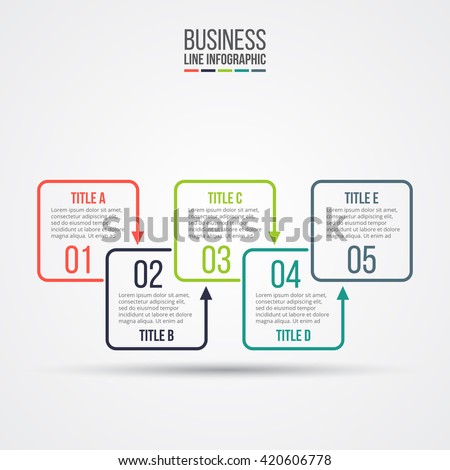 Thin line flat elements for infographic. Template for diagram, graph, presentation and chart. Business concept with 5 options, parts, steps or processes. Data visualization.