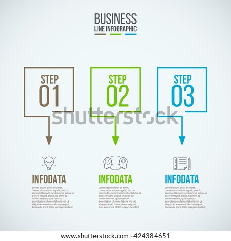 Thin line flat elements for infographic. Template for diagram, graph, presentation and chart. Business concept with 3 options, parts, steps or processes. Data visualization.