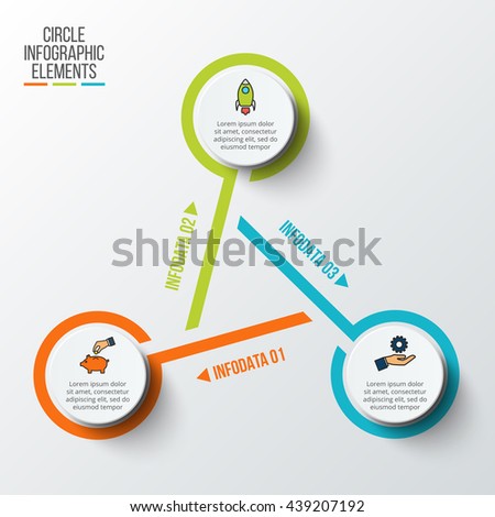 Vector infographic design template. Business concept with 3 options, parts, steps or processes. Can be used for workflow layout, diagram, number options, web design. Data visualization.