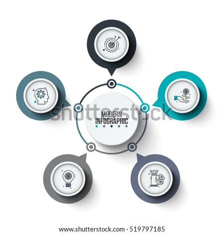 Vector circle infographic. Template for cycle diagram, graph, presentation and round chart. Business concept with 5 options, parts, steps or processes. Stroke icons.