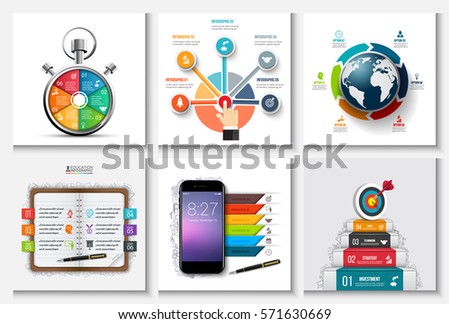 Global, timeline, education, business and mobile infographic templates. Can be used for workflow layout, diagram, business step options, banner, web design.