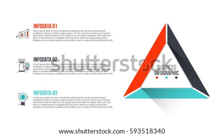 Vector triangle infographic. Template for cycle diagram, graph, presentation and chart. Business concept with 3 options, parts, steps or processes. Stroke icons.