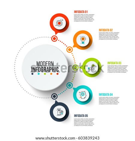 Business data visualization. Process chart. Abstract elements of graph, diagram with 5 steps, options, parts or processes. Vector business template for presentation. Creative concept for infographic.