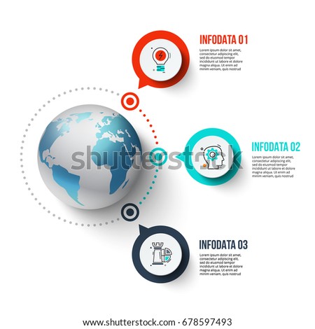 Vector infographics global template for 3 options. Can be used for workflow layout, banner, diagram, web design, infographic template.