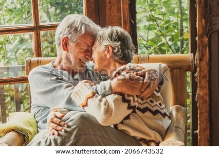 Similar – Image, Stock Photo Senior couple enjoying autumn colors together