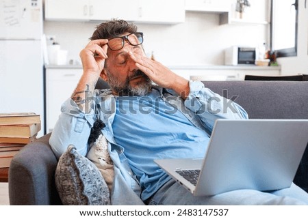 Image, Stock Photo Man with glasses sleeps and rests