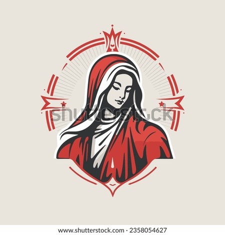 vector illustration of Our Lady Virgin Mary Mother of Jesus,  printable, suitable for logo, sign, tattoo, sticker and other print on demand