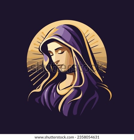 vector illustration of Our Lady Virgin Mary Mother of Jesus,  printable, suitable for logo, sign, tattoo, sticker and other print on demand