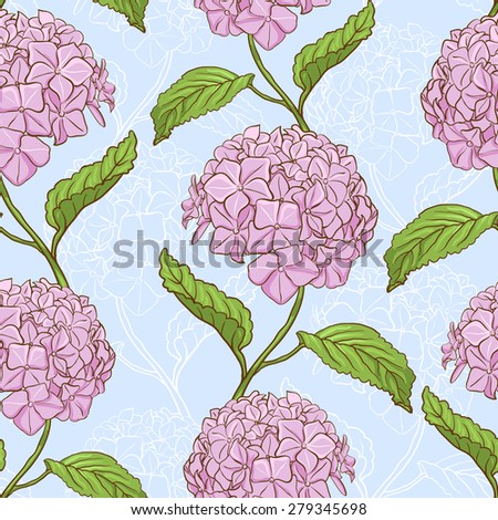 Seamless vintage floral pattern with beautiful hydrangea flowers