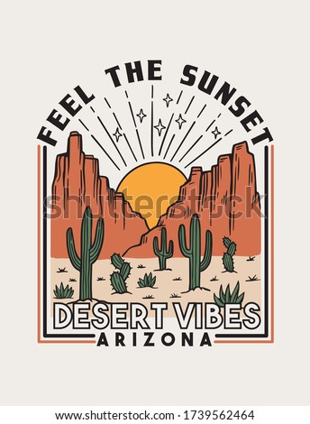 Desert theme vector artwork for t-shirts prints, posters and other uses.