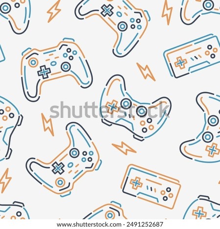 Vector Gamer seamless Pattern. Game controller digital download seamless pattern. Video game seamless Pattern