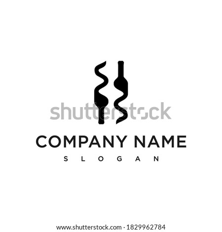 modern corkscrew bottle logo design