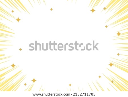  yellow concentrated lines and glitter background frame