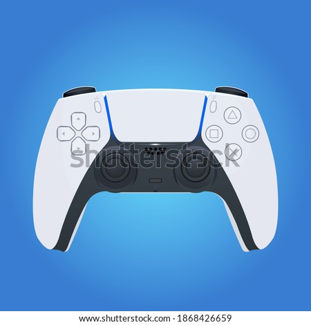 Vector drawing of a white new generation DualSense wireless gamepad for Sony Playstation 5 game console