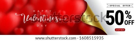 Valentine's day sale ads, Promotion banner wrap paper concept.Special offer 50% off sale .Promotion and shopping template
