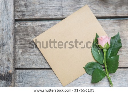 Romantic letter. Empty space for your text. Top view