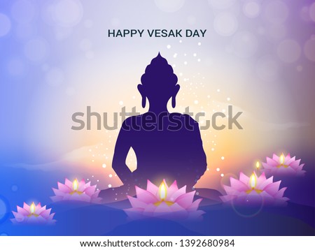 Illustration Of Happy vesak Day Or Buddha Purnima Background.