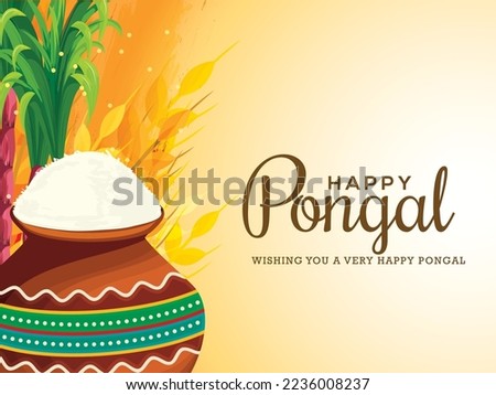 South Indian Harvesting Festival Happy Pongal Greeting Card Background.