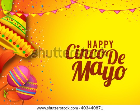 Vector illustration of Cinco De Mayo celebration typography background.