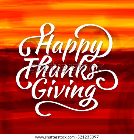 Happy Thanksgiving Day Line Art Style Lettering Card.Happy Thanksgiving ...