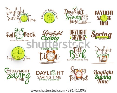 Creative Lettering Set For Daylight Saving Time.
