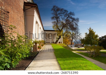Prague,Czech Republic - October 17,2013: Paradise Garden near the Prague Castle.The first garden in front of the southern face wall of the Castle linked to the private garden of Archduke Ferdinand.