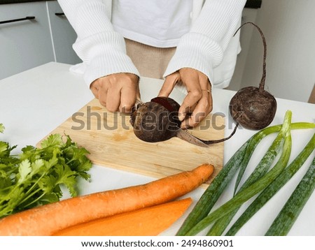 Similar – Image, Stock Photo Crop housewife preparing delicious pie at home