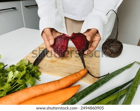 Similar – Image, Stock Photo Crop housewife preparing delicious pie at home