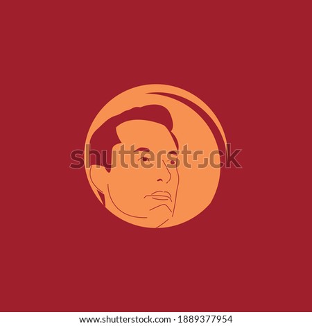 Elon Musk simple vector icon cartoon outline for posters, banners