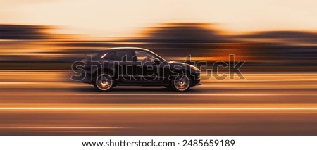 Similar – Image, Stock Photo car on the road, speed limit, mode of transport