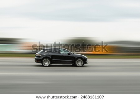 Similar – Image, Stock Photo car on the road, speed limit, mode of transport