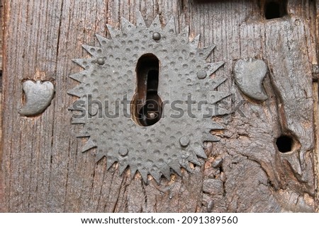 Detail of an old lock in a romanesque church in the north of Palencia, Spain Zdjęcia stock © 