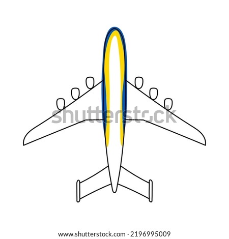 Ukrainian plane Mriya Icon line. Vector illustration