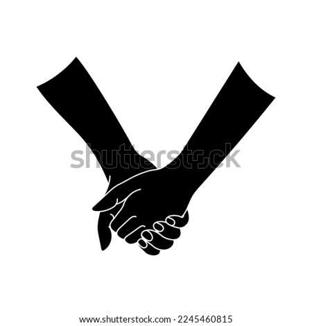 Couple holding hands silhouette. Vector illustration