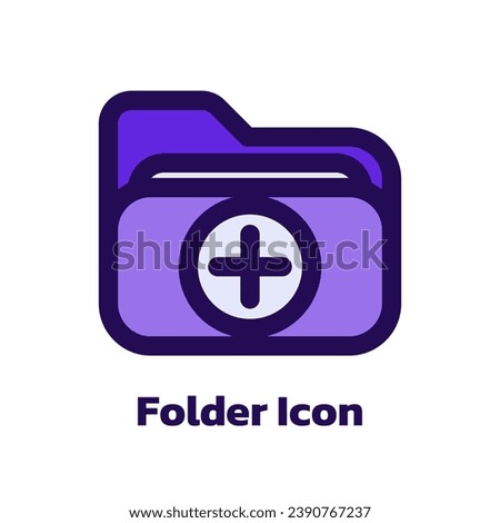 Plus Folder Icon, Plus Folder Vector, Plus Folder Icon Simple Clip Art Vector Graphic. Folder Icon.