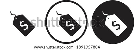 icon pricetag price tag  black outline logo for web site design 
and mobile dark mode apps 
Vector illustration on a white background